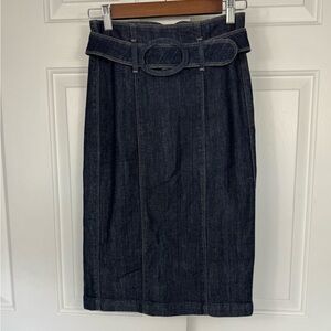 7 For All Mankind Denim Jean Pencil Skirt With‎ Belt Blue Size 25